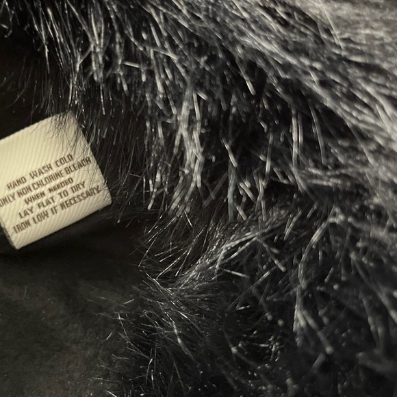 Vintage Havana black faux fur trapper big chunky hat hairy winter fleece lined - Picture 7 of 7